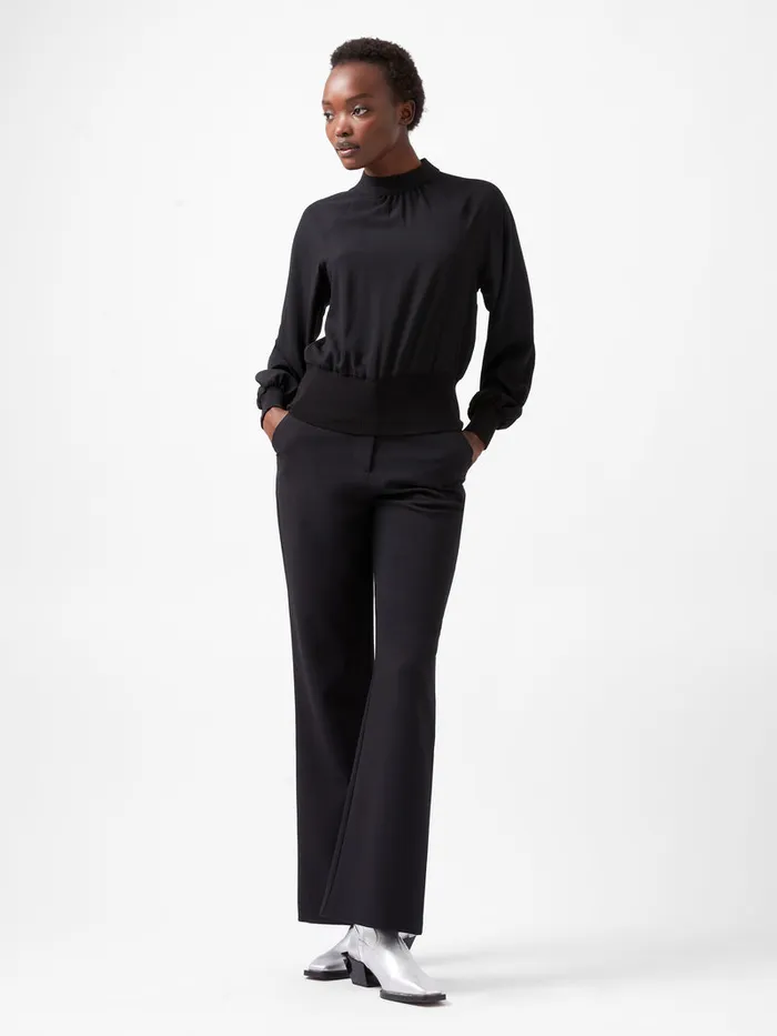 Woman Tops French Connection Krista Knit Long Sleeve Stand Neck Top Blackout