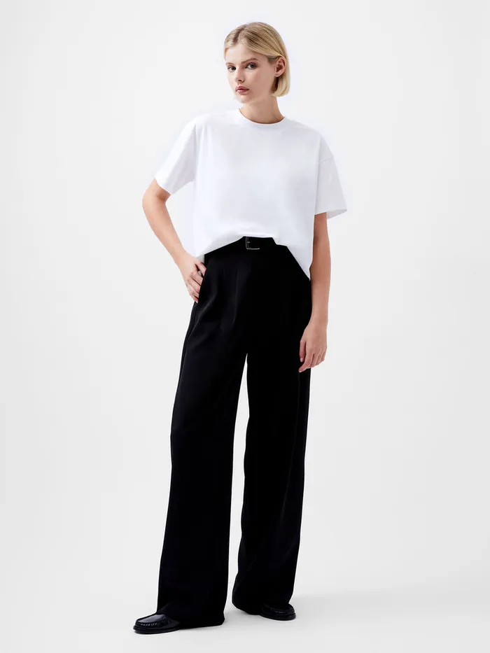 Woman Tops French Connection Rallie Cotton Short Sleeve TShirt Linen White