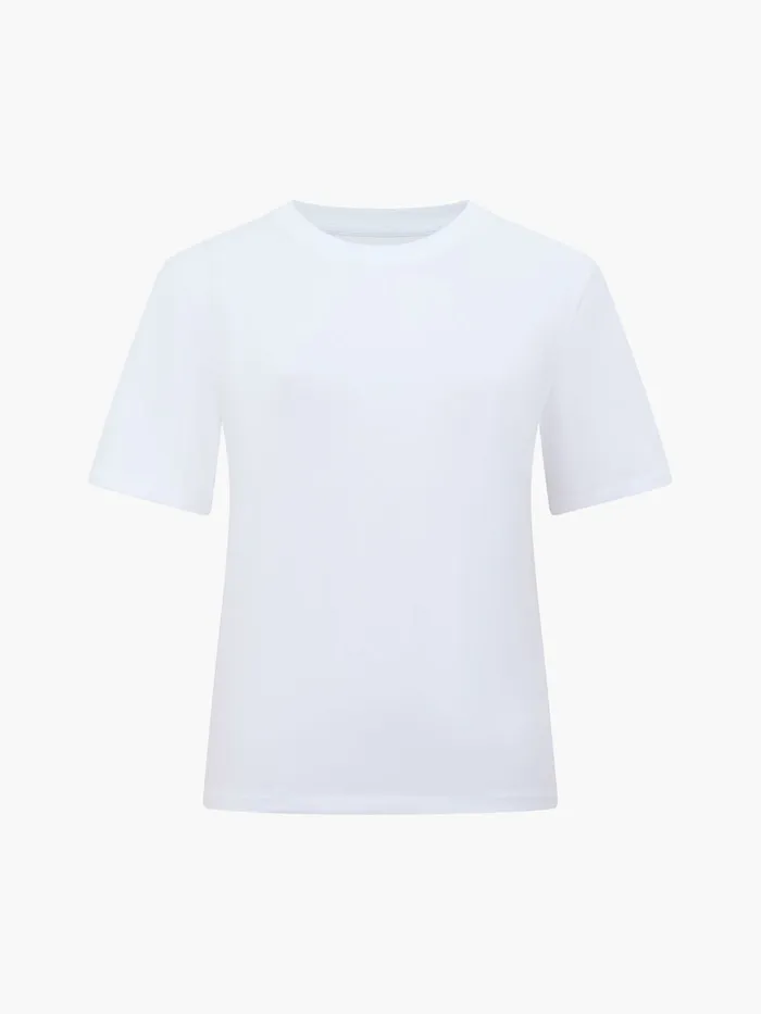 Woman Tops French Connection Rallie Cotton Short Sleeve TShirt Linen White