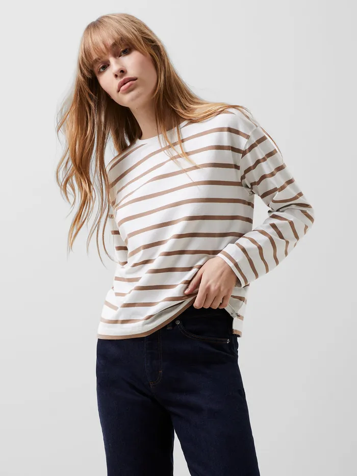 Woman Tops French Connection Rallie Stripe Slash Neck Top Stripe S Whitecamel Woman Tops French Connection Rallie Stripe Slash Neck Top Stripe S Whitecamel