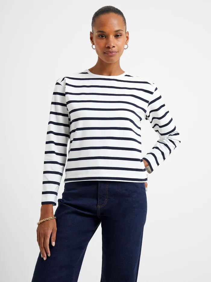 Woman Tops French Connection Rallie Stripe Slash Neck Top Summer Whitemarine