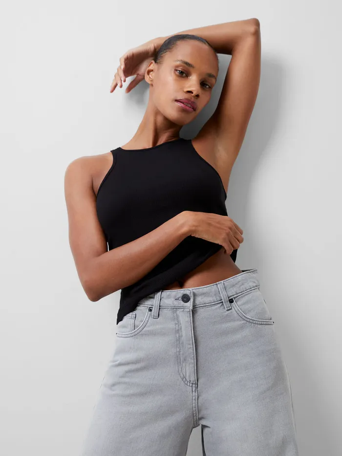 Woman Tops French Connection Rassia Sheryle Ribbed Tank Top Black