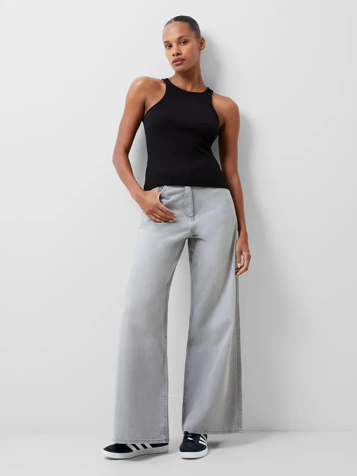 Woman Tops French Connection Rassia Sheryle Ribbed Tank Top Black