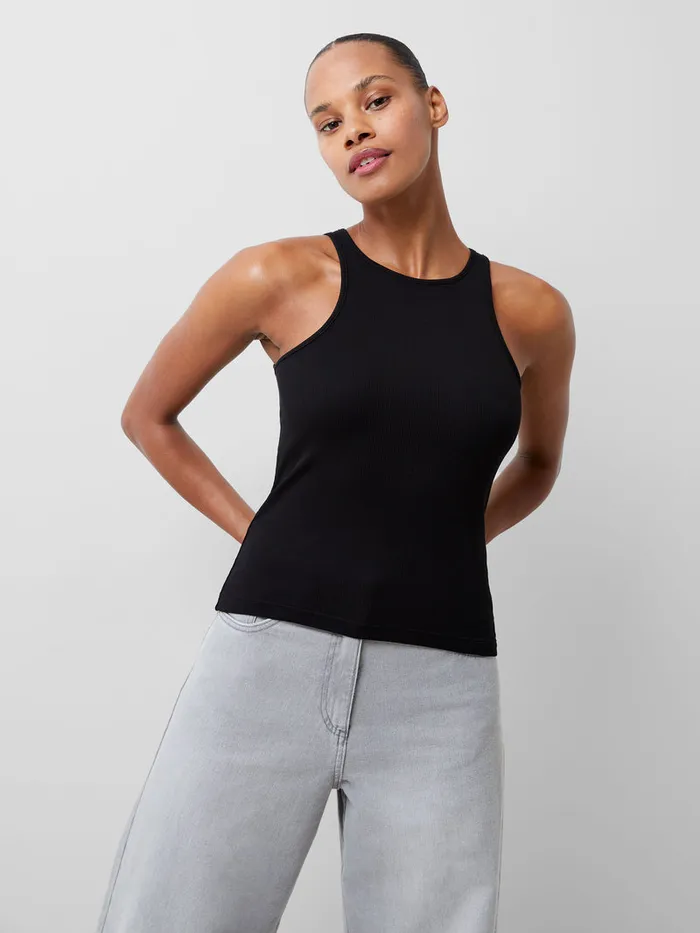 Woman Tops French Connection Rassia Sheryle Ribbed Tank Top Black