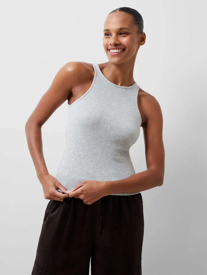 Woman Tops French Connection Rassia Sheryle Ribbed Tank Top Grey Mel Woman Tops French Connection Rassia Sheryle Ribbed Tank Top Grey Mel