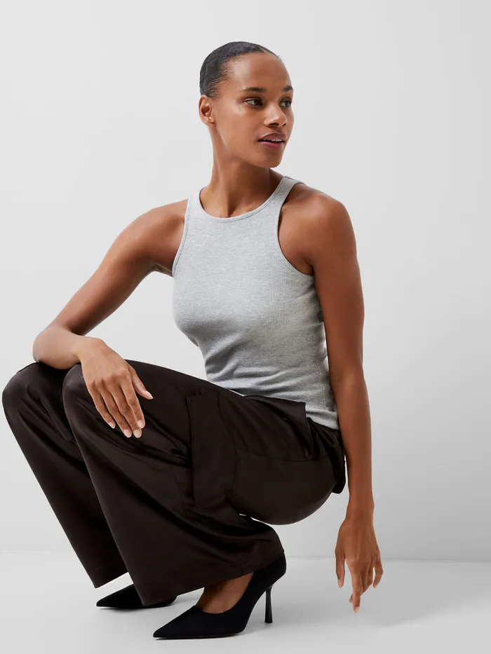 Woman Tops French Connection Rassia Sheryle Ribbed Tank Top Grey Mel Woman Tops French Connection Rassia Sheryle Ribbed Tank Top Grey Mel