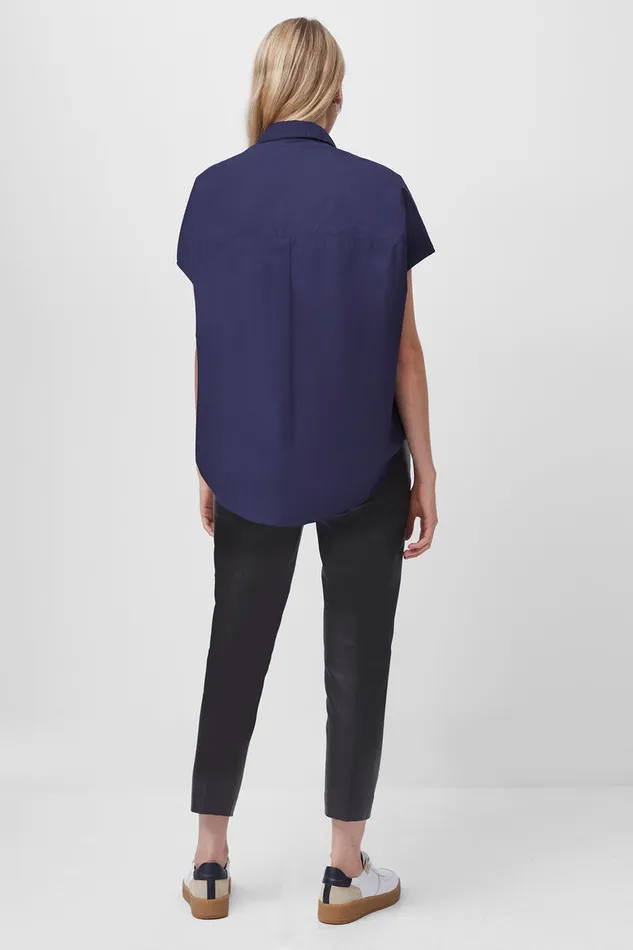 Woman Tops French Connection Rhodes Poplin Sleeveless Popover Shirt Indigo Woman Tops French Connection Rhodes Poplin Sleeveless Popover Shirt Indigo