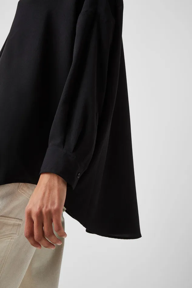 Woman Tops French Connection Rhodes Recycled Crepe Popover Shirt Black
