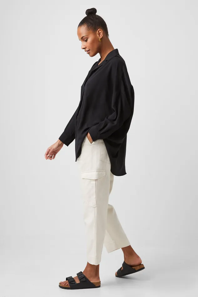 Woman Tops French Connection Rhodes Recycled Crepe Popover Shirt Black