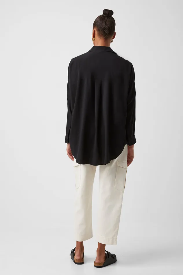 Woman Tops French Connection Rhodes Recycled Crepe Popover Shirt Black
