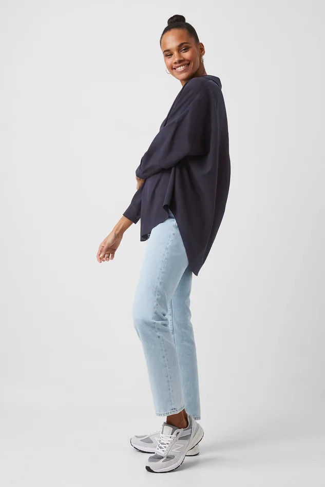 Woman Tops French Connection Rhodes Recycled Crepe Popover Shirt Utility Blue Woman Tops French Connection Rhodes Recycled Crepe Popover Shirt Utility Blue