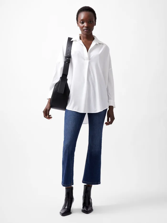 Woman Tops French Connection Rhodes Recycled Crepe Popover Shirt Winter White