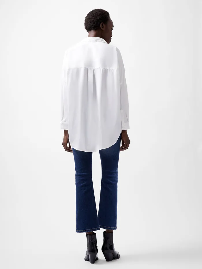Woman Tops French Connection Rhodes Recycled Crepe Popover Shirt Winter White