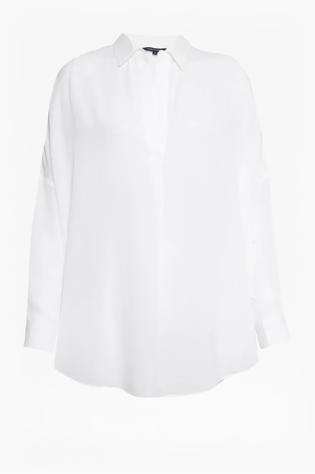 Woman Tops French Connection Rhodes Recycled Crepe Popover Shirt Winter White