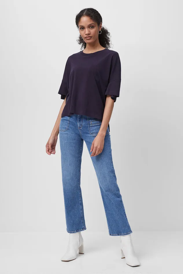 Woman Tops French Connection Tally Crew Neck Top Utility Blue