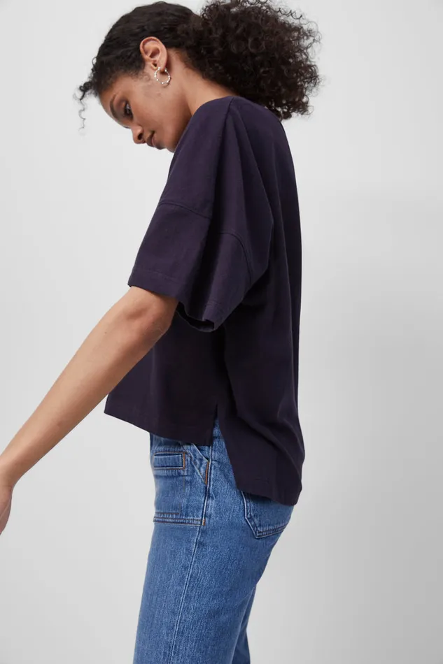Woman Tops French Connection Tally Crew Neck Top Utility Blue Woman Tops French Connection Tally Crew Neck Top Utility Blue