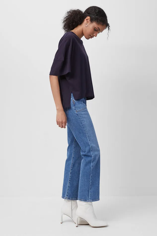 Woman Tops French Connection Tally Crew Neck Top Utility Blue Woman Tops French Connection Tally Crew Neck Top Utility Blue