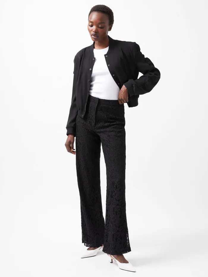 Woman Trousers French Connection Asura Lace Flared Trousers Blackout