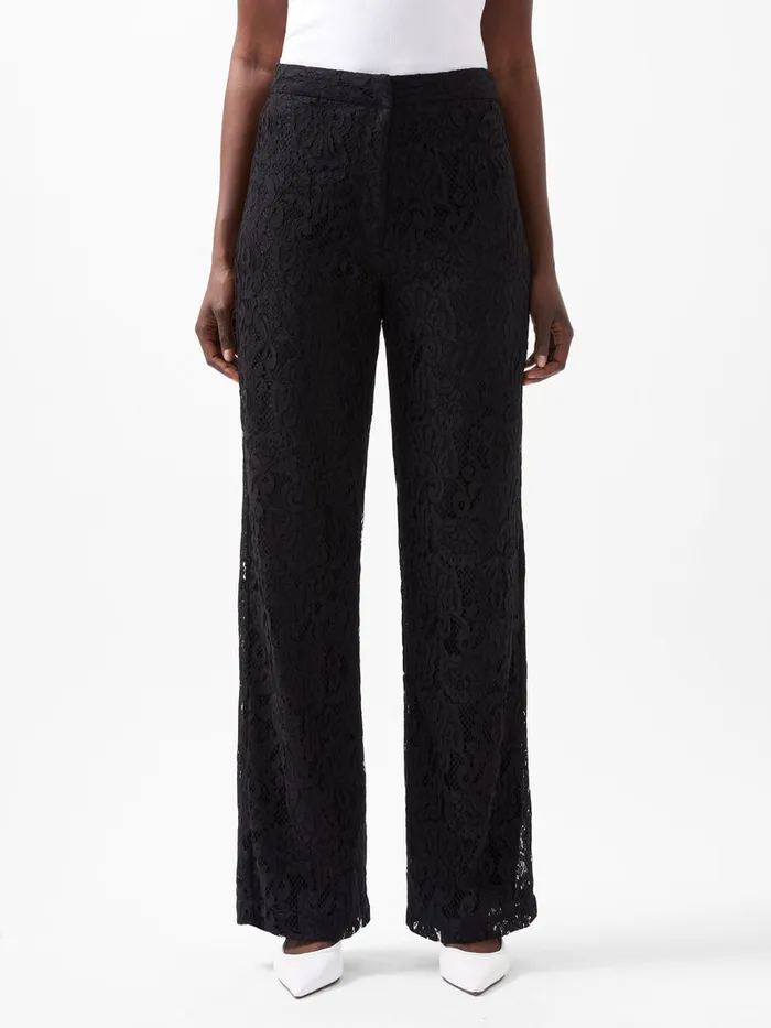 Woman Trousers French Connection Asura Lace Flared Trousers Blackout Woman Trousers French Connection Asura Lace Flared Trousers Blackout