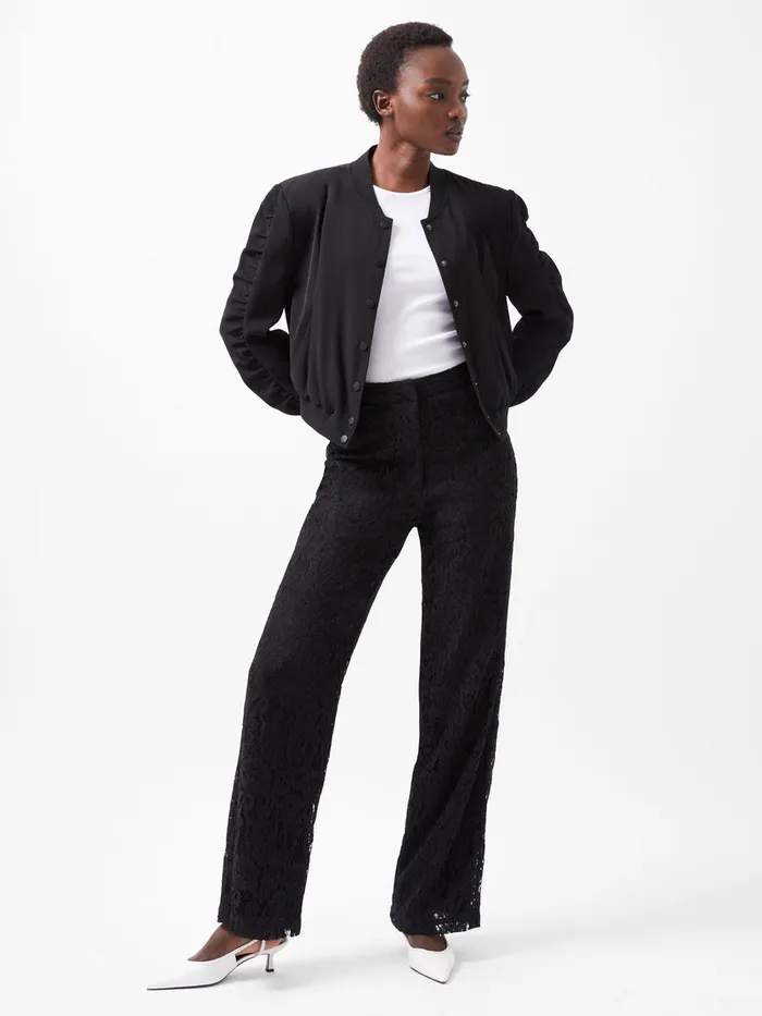 Woman Trousers French Connection Asura Lace Flared Trousers Blackout Woman Trousers French Connection Asura Lace Flared Trousers Blackout
