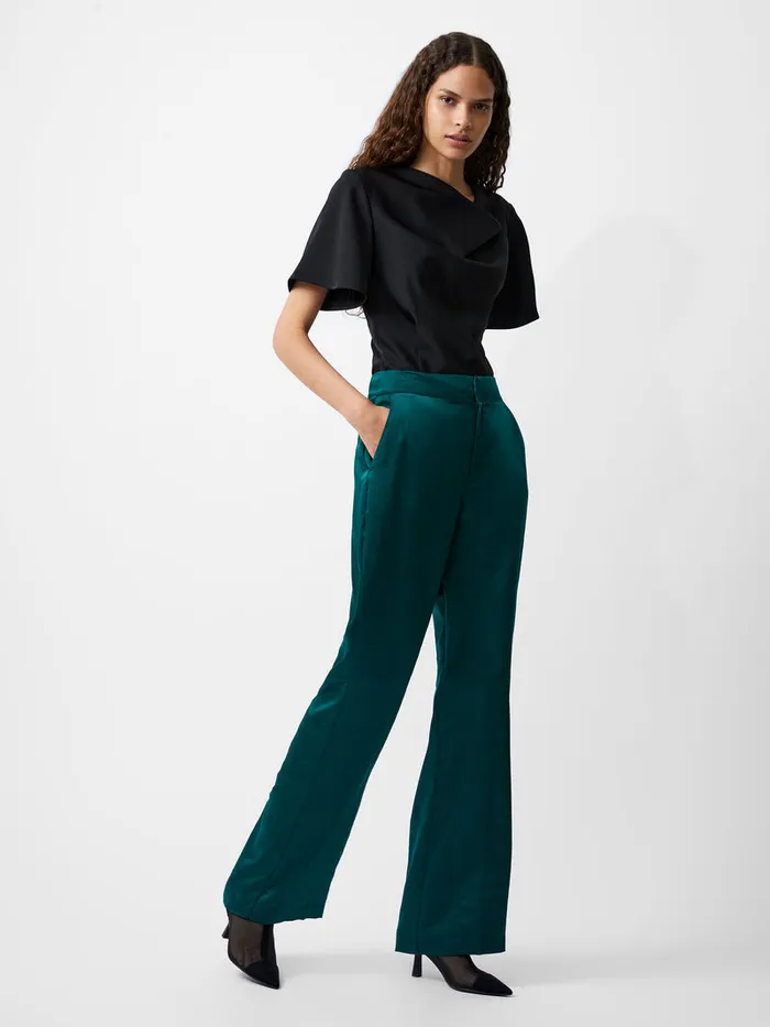 Woman Trousers French Connection Carey Satin Trousers Forest