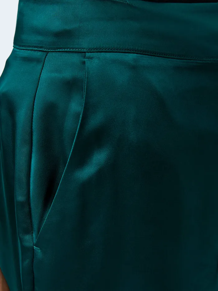 Woman Trousers French Connection Carey Satin Trousers Forest