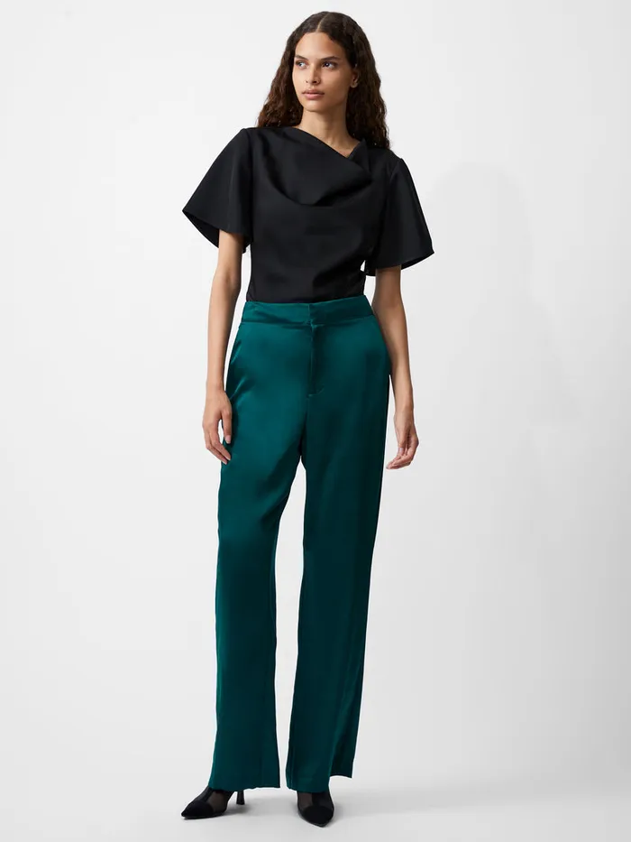Woman Trousers French Connection Carey Satin Trousers Forest