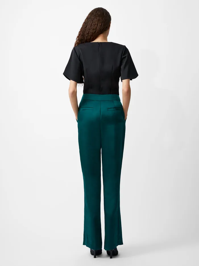 Woman Trousers French Connection Carey Satin Trousers Forest
