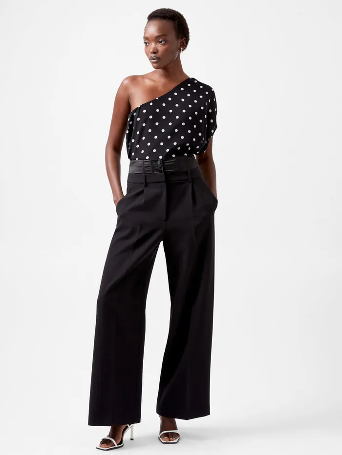 Woman Trousers French Connection Gemma Carey Satin Tuxedo Trousers Blackout