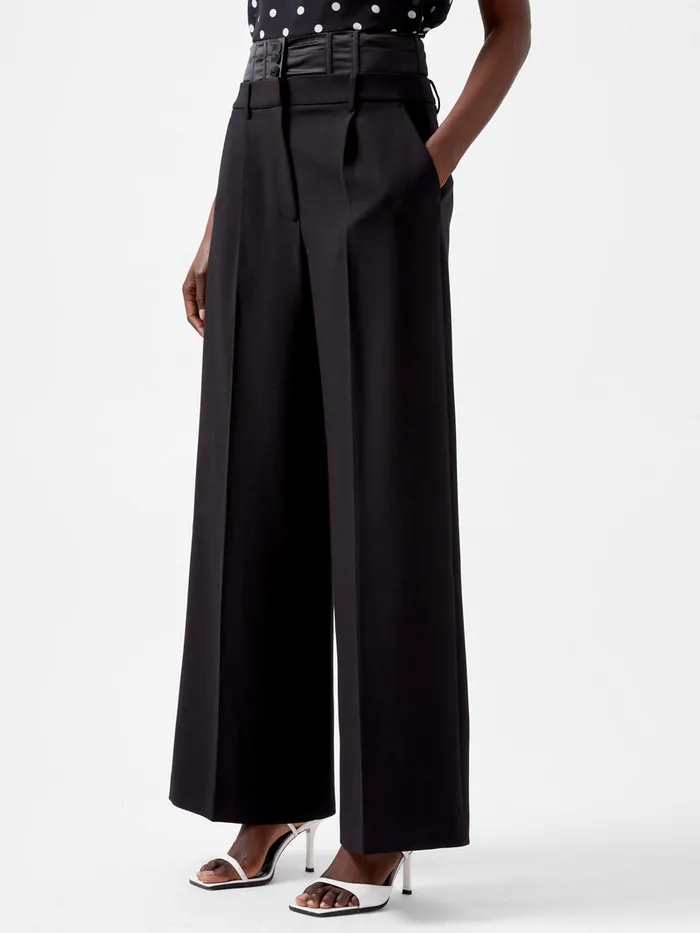 Woman Trousers French Connection Gemma Carey Satin Tuxedo Trousers Blackout