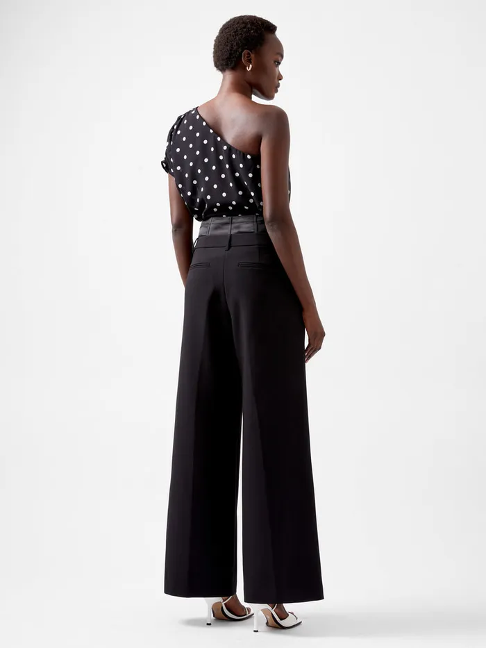 Woman Trousers French Connection Gemma Carey Satin Tuxedo Trousers Blackout