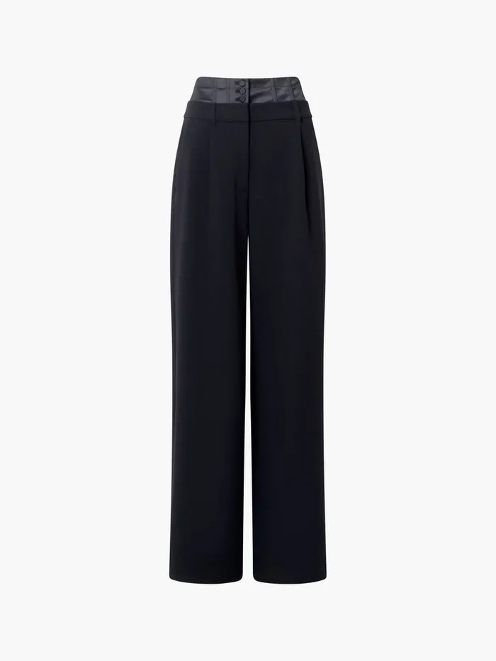 Woman Trousers French Connection Gemma Carey Satin Tuxedo Trousers Blackout