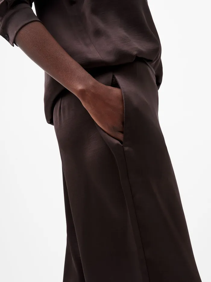 Woman Trousers French Connection Irina Satin Trousers Chocolate Ganache