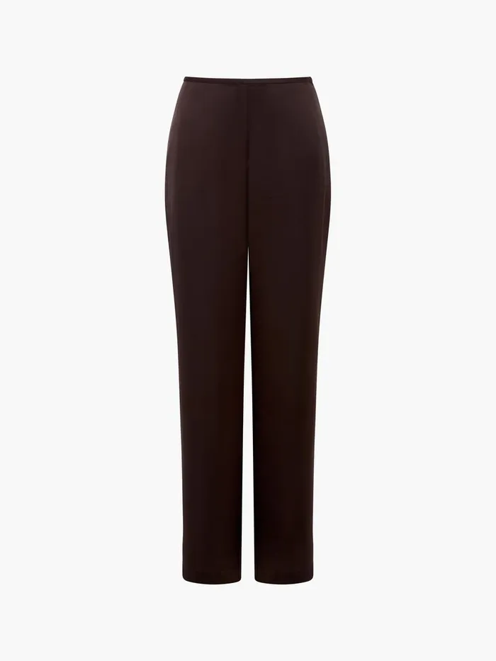 Woman Trousers French Connection Irina Satin Trousers Chocolate Ganache
