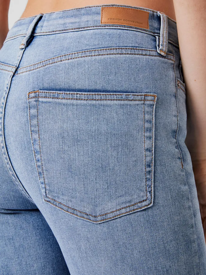 Woman Trousers French Connection Stretch Denim Cigarette Fit Ankle Length Jeans 28 Inch Bleach Wash