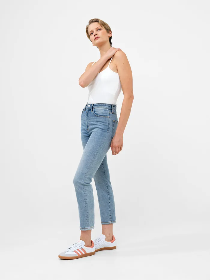 Woman Trousers French Connection Stretch Denim Cigarette Fit Ankle Length Jeans 28 Inch Bleach Wash