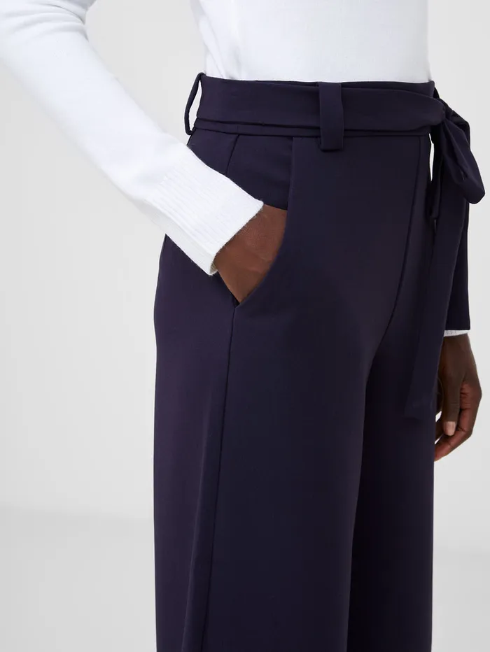Woman Trousers French Connection Whisper Belted Culottes Utility Blue Woman Trousers French Connection Whisper Belted Culottes Utility Blue