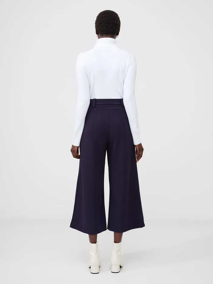 Woman Trousers French Connection Whisper Belted Culottes Utility Blue Woman Trousers French Connection Whisper Belted Culottes Utility Blue