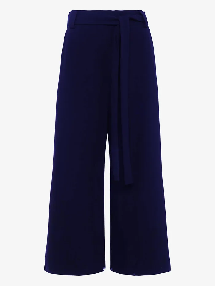 Woman Trousers French Connection Whisper Belted Culottes Utility Blue Woman Trousers French Connection Whisper Belted Culottes Utility Blue