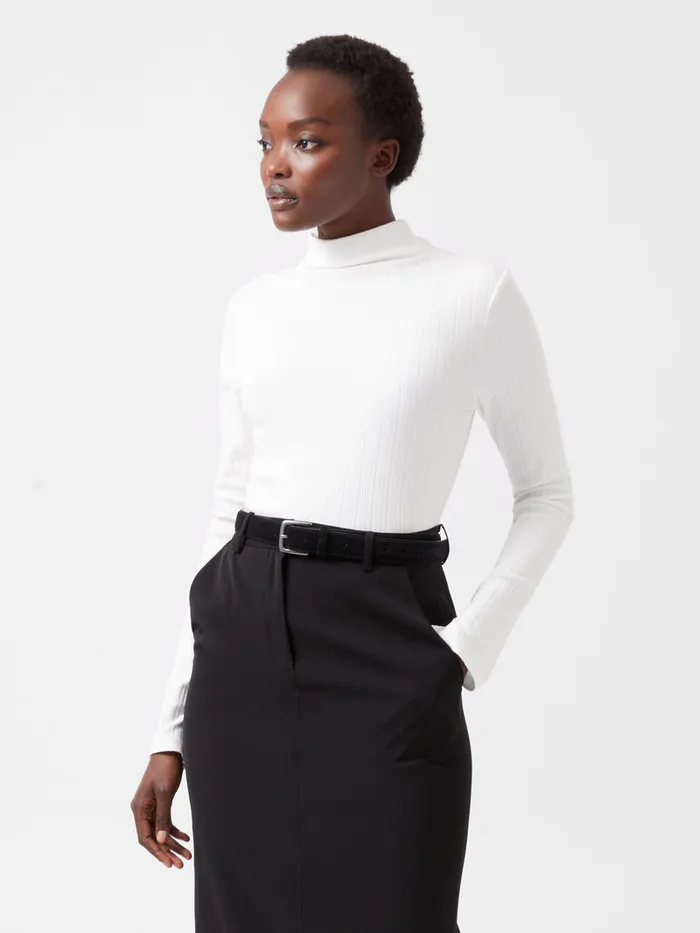Woman Women039s Winter Outfits French Connection Sasia Long Sleeve Mock Neck Top Winter White
