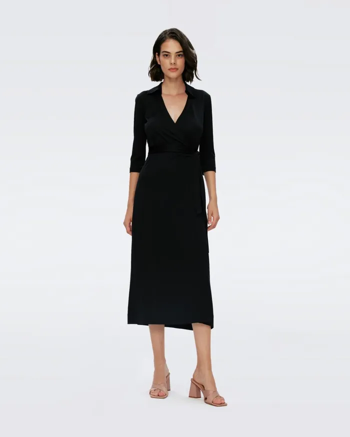 Women Abigail Midi Wrap Dress Black DVF Dresses
