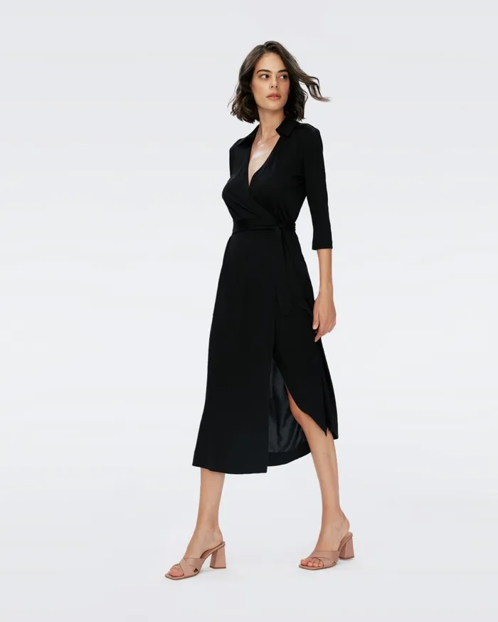 Women Abigail Midi Wrap Dress Black DVF Dresses