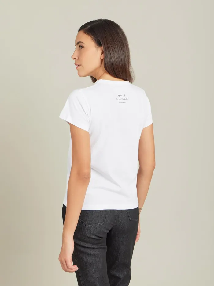 Women Agns B Artist039s Collection White Cotton Jersey Screenprinted Brando Tshirt