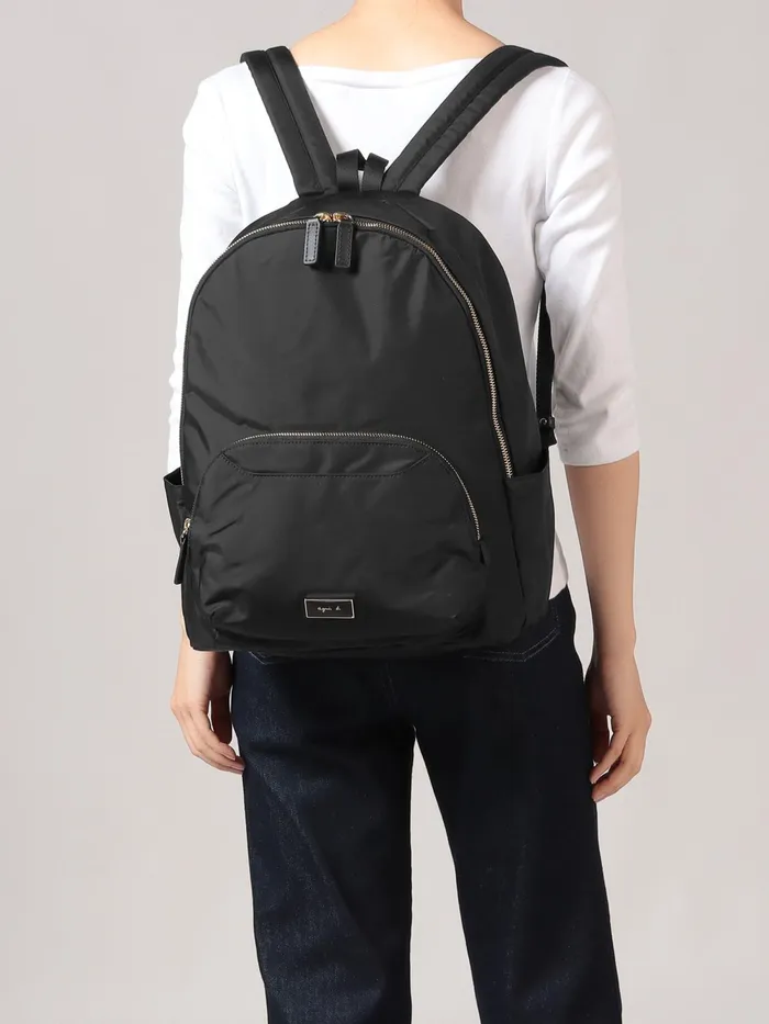 Women Agns B Backpacks Black Chic Nylon Backpack