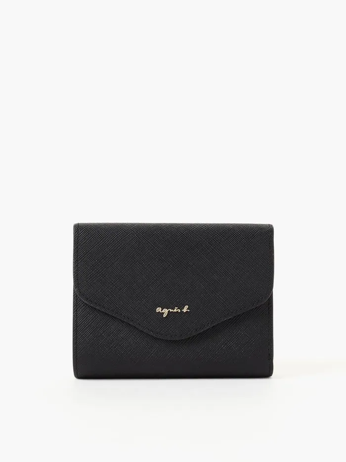 Women Agns B Bags Black Folding Leather Wallet