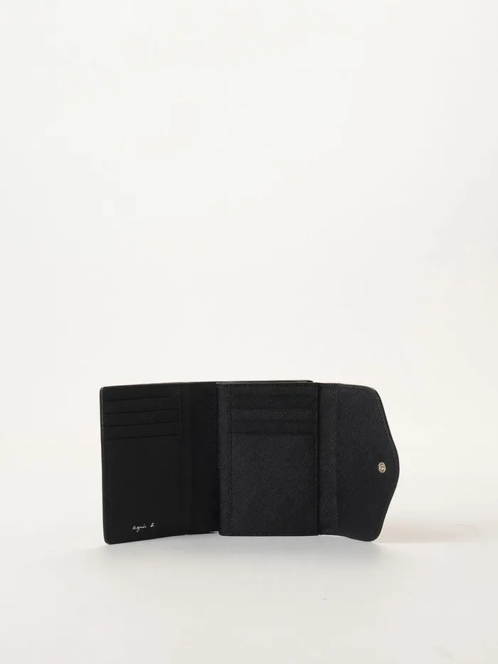 Women Agns B Bags Black Folding Leather Wallet