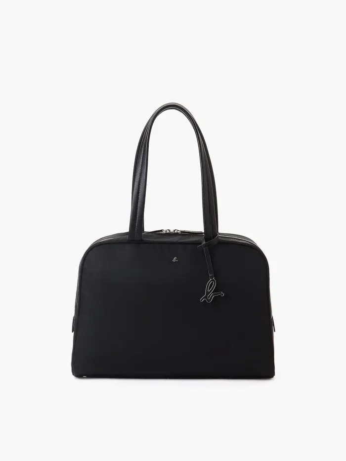 Women Agns B Bags Black Nylon Bag With Leather Handles