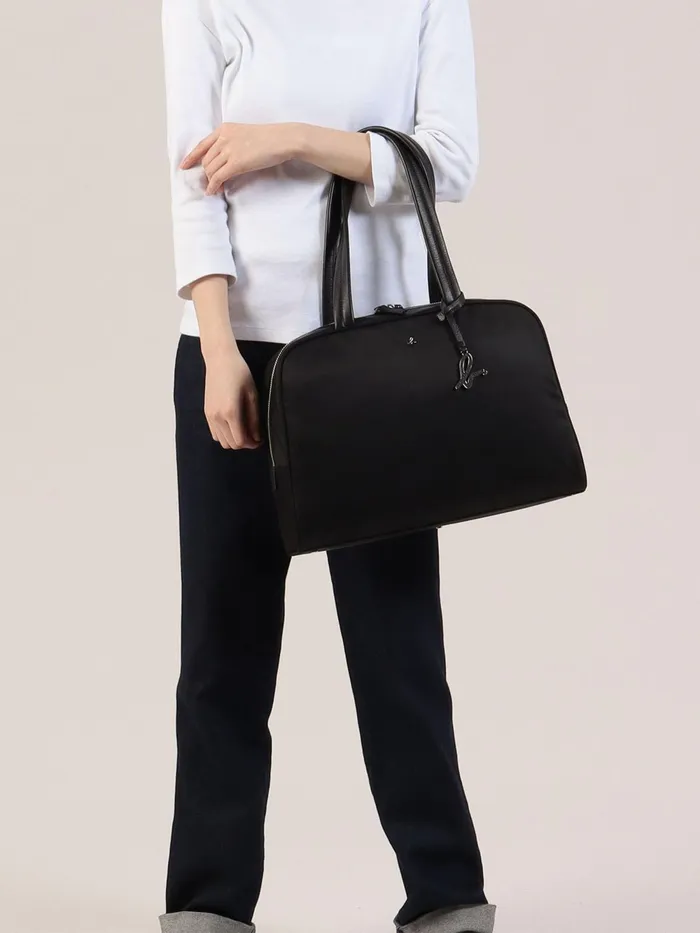 Women Agns B Bags Black Nylon Bag With Leather Handles