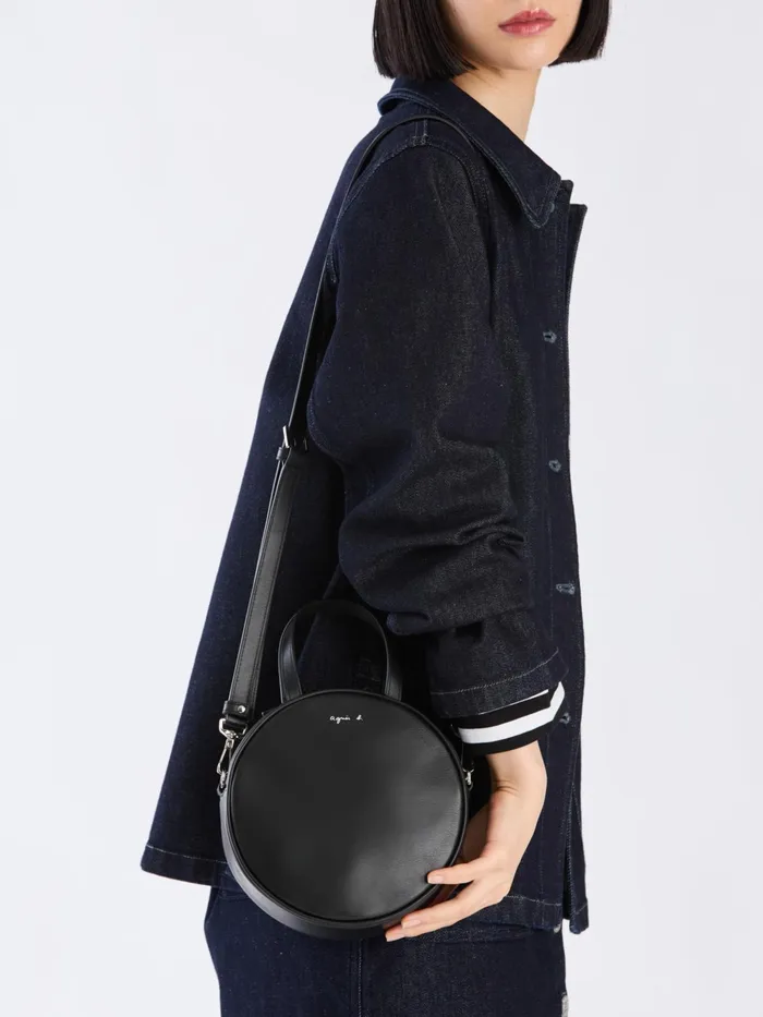 Women Agns B Bags Black Round Leather Bag