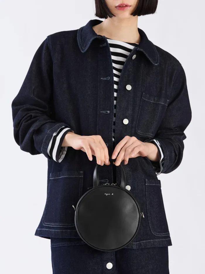Women Agns B Bags Black Round Leather Bag